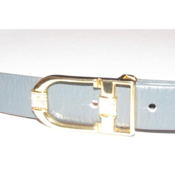 Dior Grey Leather w Gold & Crystal CD Logo - Picture 8 of 12